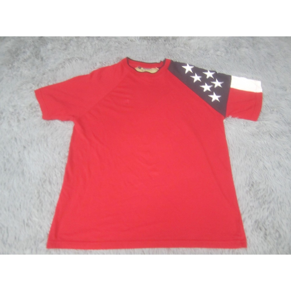 Rock Point Shirt Mens Large Red American Flag Stars Sleeve Patriotic Tee USA